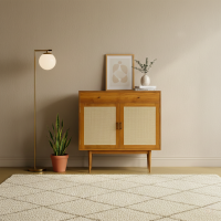 Panna Shoe Cabinet Bufet Lemari Sepatu Retro Kombinasi Rotan