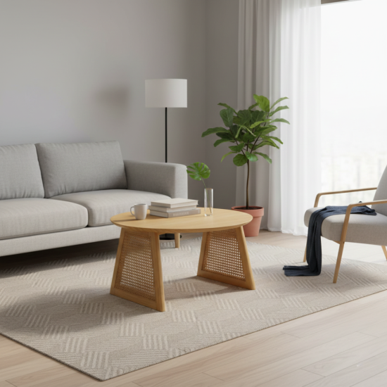Petra Coffee Table Meja Kopi Bundar Kombinasi Rotan Petra Coffee Table Meja Kopi Bundar Kombinasi Rotan