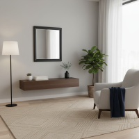 Pigura Cermin Dinding Square Minimalis Kayu Jati