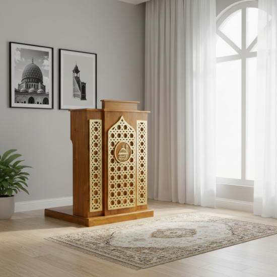 Podium Meja Mimbar Masjid Kayu Jati Solid
