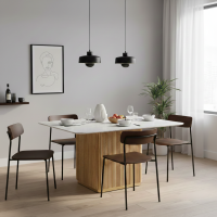 Raahil Dining Table Meja Makan Marmer Kayu Solid