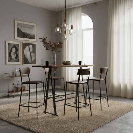 Raft Bar Table Meja Bar Kayu Jati Solid Modern Industrial