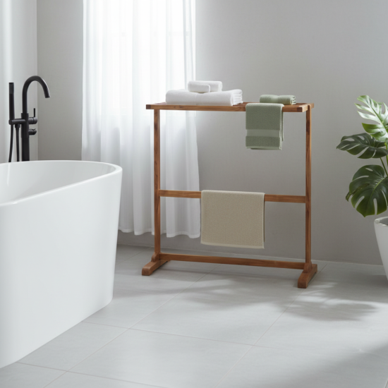Rak Jemuran Handuk dan Baju Minimalis Kayu Jati