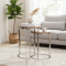 Reclaimed Teak Wood Chrome Legs Nesting Side Tables (Set of 2)