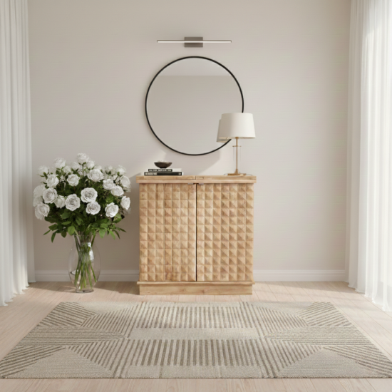 Reclaimed Teak Wood Diamond Door Design Bar Cabinet