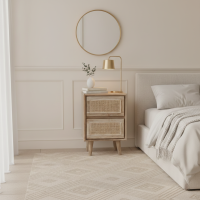 Reclaimed Teak Wood Two-Drawer Bedside Table