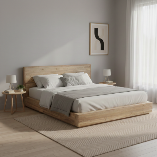 Recycled Teak Wood Bed Frame With a Vintage Charm