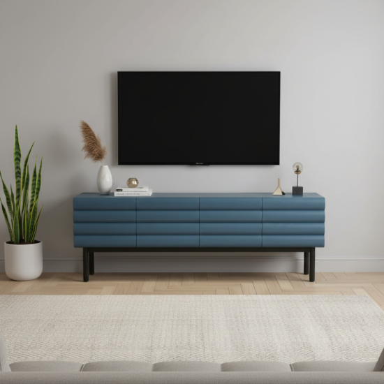 Riqa TV Console Meja Bufet TV Minimalis Teal Blue