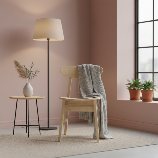 Ropan Kursi Makan Cafe Minimalis Scandinavian Kayu Jati Bleaching