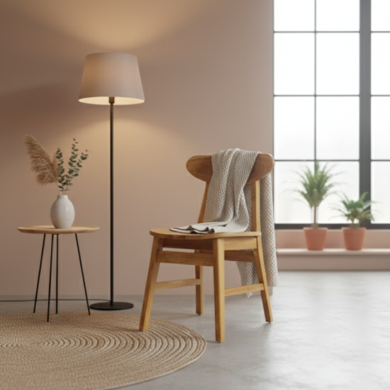 Ropan Kursi Makan Cafe Scandinavian Kayu Jati Natural Finish