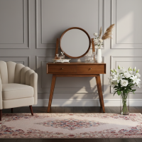 Rosa Dressing Table Meja Rias Cermin Bundar Kayu Jati