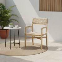 Rustic Teak Wood Outdoor Cafe Dining Chairs