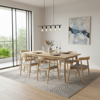 Set Meja Makan 6 Kursi Minimalis Scandinavian Retro