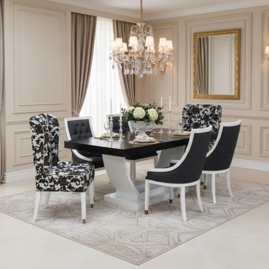 Set Meja Makan 6 Kursi Modern Jok Mewah Duco Putih