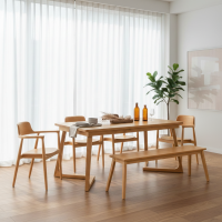 Set Meja Makan Minimalis Scandinavian 4 Kursi + Bangku