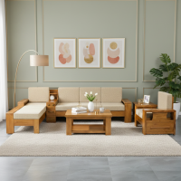 Set Sofa L Ruang Tamu Minimalis Kayu Jati Solid