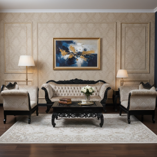 Set Sofa Tamu Meja Ketapang Ukiran Kayu Jati 321