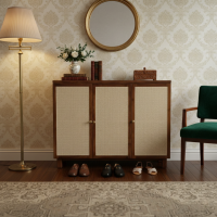 Shoe Cabinet Bufet Rak Sepatu dan Sandal Minimalis Pintu Anyaman