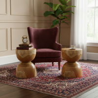 Side Table Meja Samping Sofa Ruang Tamu Bundar Kayu Jati Solid