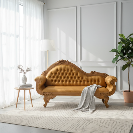Sofa Bangku Santai Tampar Ukiran Anggur Kayu Jati