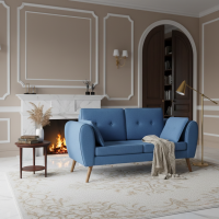 Sofa Retro Minimalis 2 Seater Blue Jay
