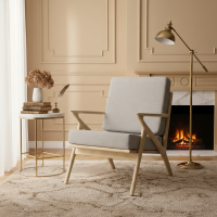 Sofa Santai 1 Seater Minimalis Modern Kayu Jati Bleaching