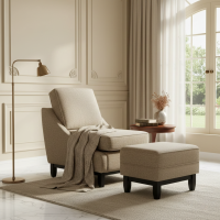 Sofa Santai Single Set Puff Sandaran Kaki Minimalis