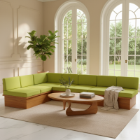 Sofa Sudut Ruang Tamu Outdoor Minimalis Set Meja Aestetik