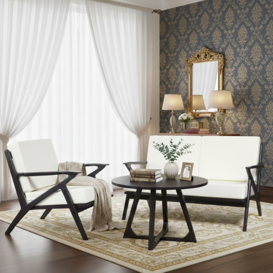 Sofa Tamu Set Meja Minimalis Scandinavian Modern Jati