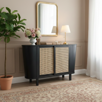 Taalia Sideboard Bufet Ruang Tamu Minimalis Kombinasi Rotan