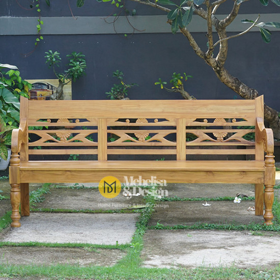 Bangku Taman Minimalis Kayu Jati Ukiran
