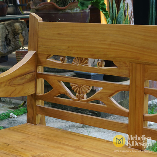 Bangku Taman Minimalis Kayu Jati Ukiran