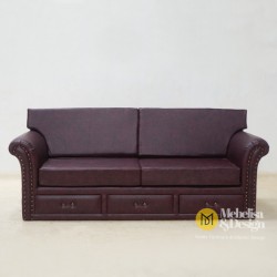 Mid-Century Sofa 3 Dudukan Full Jok 3 Laci