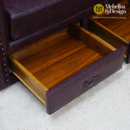 Mid-Century Sofa 3 Dudukan Full Jok 3 Laci