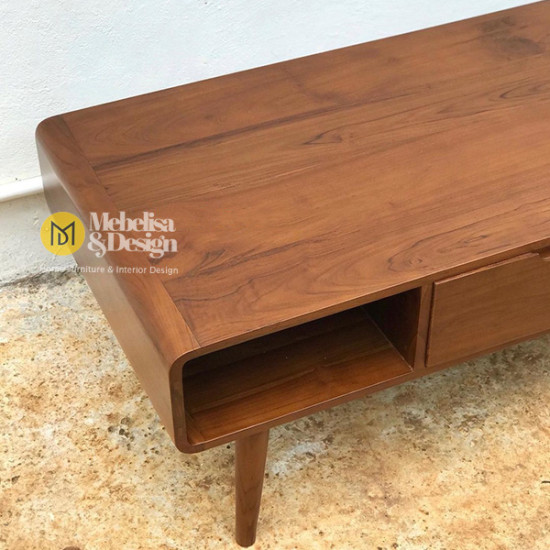Meja Kopi Retro Ruang Tamu Japandi Style 2 Laci
