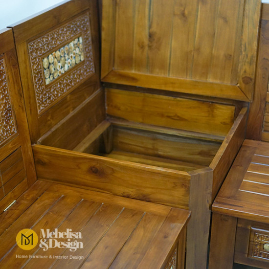 Set Kursi Tamu Sudut Minimalis Koper Koin Jati