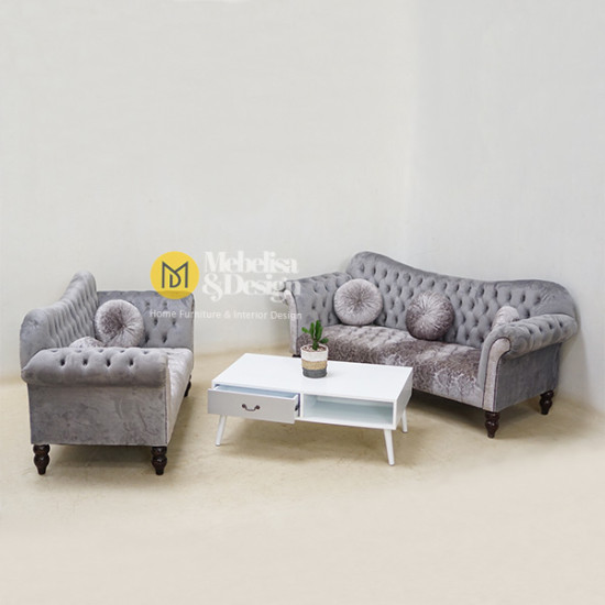 Set Sofa Tamu Modern Mewah Kayu Jati Lucas