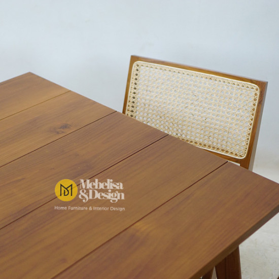 Meja Makan Set 4 Kursi Minimalis Jati Mix Rotan Meja Makan Set 4 Kursi Minimalis Jati Mix Rotan