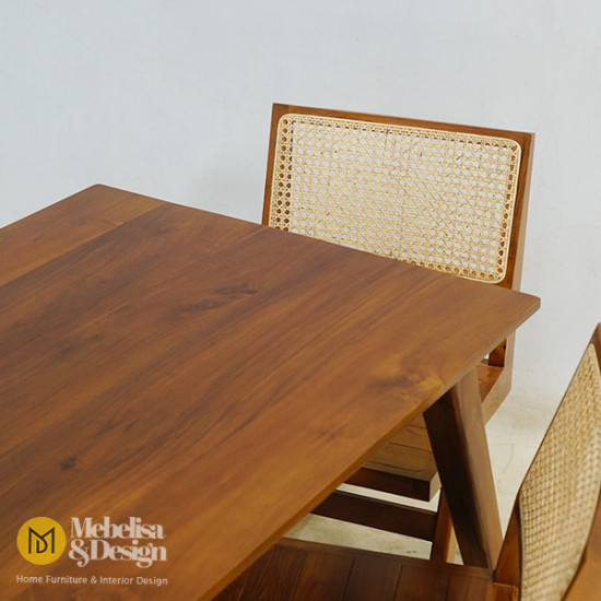 Set Kursi Makan Minimalis 6k Sandaran Rotan