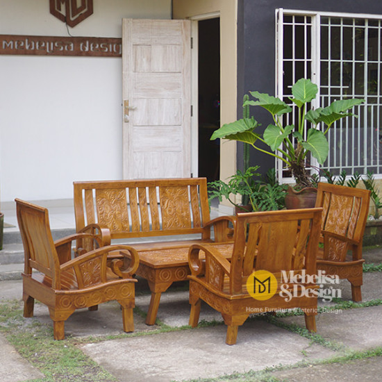 Kursi Ruang Tamu Minimalis Set 2111 Kayu Jati Ukiran