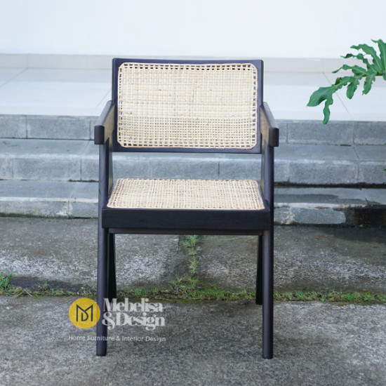 Kursi Makan Santai Minimalis Kayu Jati Mix Rotan