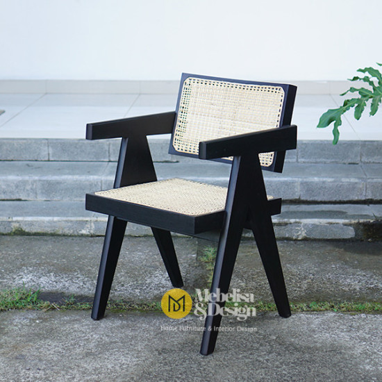 Kursi Makan Santai Minimalis Kayu Jati Mix Rotan