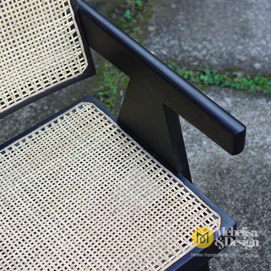 Kursi Makan Santai Minimalis Kayu Jati Mix Rotan