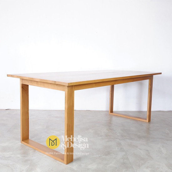 Set Meja Makan Minimalis Kayu Jati 6 Kursi Retro