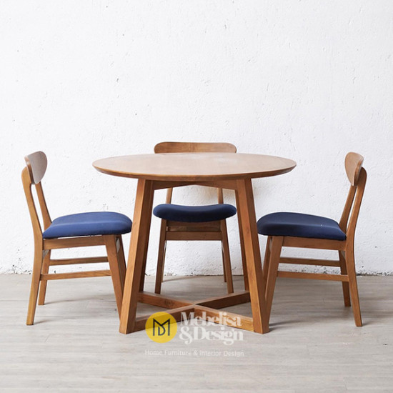 Meja Makan Bulat Set 4 Kursi Minimalis Trendi