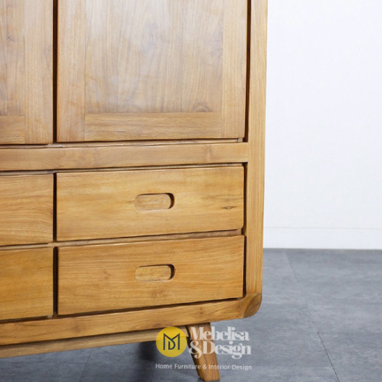 Lemari Pakaian Minimalis Retro Jati 2 Pintu 4 Laci Lemari Pakaian Minimalis Retro Jati 2 Pintu 4 Laci