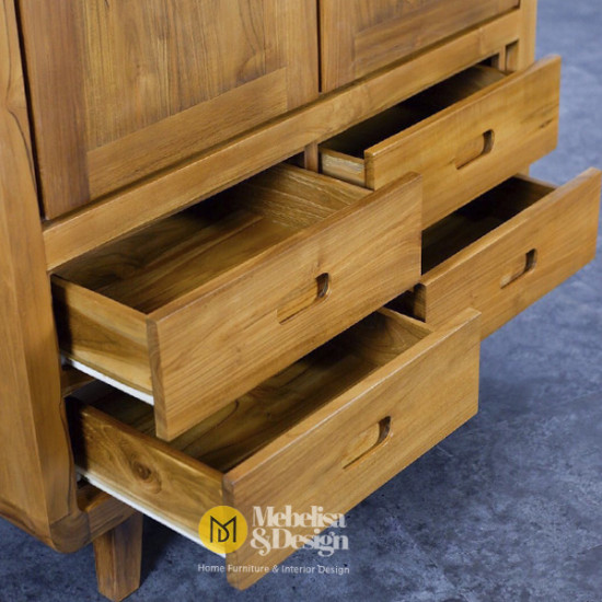 Lemari Pakaian Minimalis Retro Jati 2 Pintu 4 Laci Lemari Pakaian Minimalis Retro Jati 2 Pintu 4 Laci