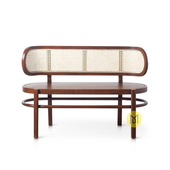 Bangku Minimalis Retro Anyaman Rotan Tea