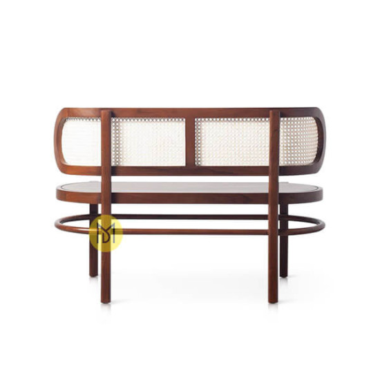 Bangku Minimalis Retro Anyaman Rotan Tea