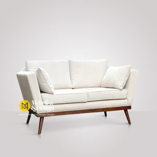 Sofa Minimalis 2 Dudukan Kayu Jati Japandi